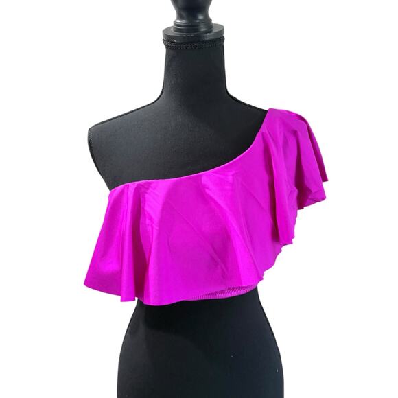 NWT! Trina Turk Monaco Ruffle One Shoulder Bikini Top in Stargazer - Size 10 - Picture 7 of 10